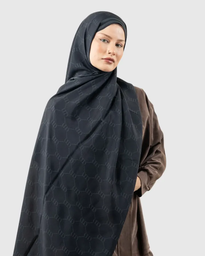 Carell Monogram Floş Şal Grace Siyah