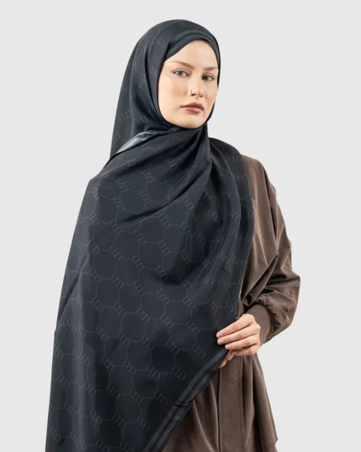 Carell Monogram Floş Şal Grace Siyah