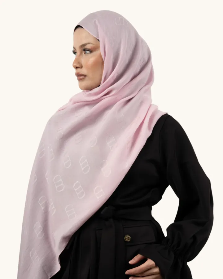 Carell Liora Pamuk Monogram Şal Şeker Pembe