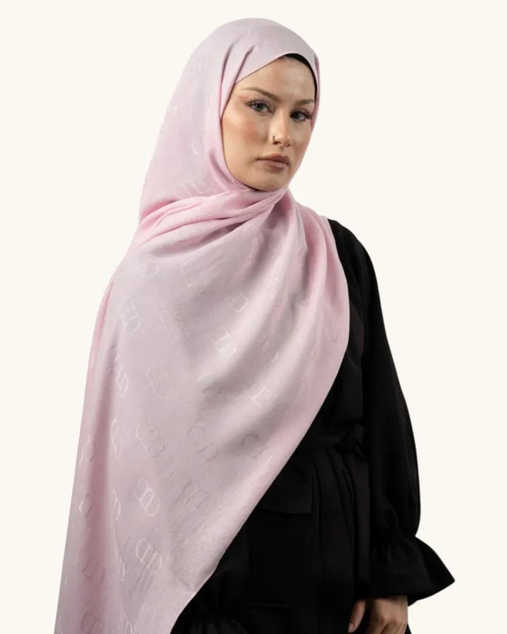 Carell Liora Pamuk Monogram Şal Şeker Pembe
