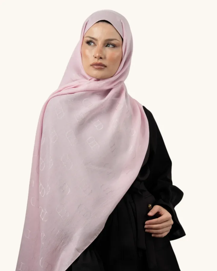 Carell Liora Pamuk Monogram Şal Şeker Pembe