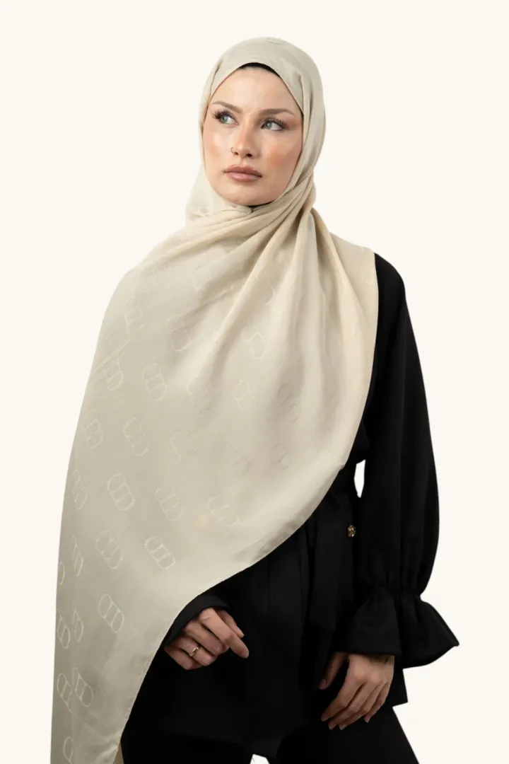 Carell Liora Pamuk Monogram Şal Bej