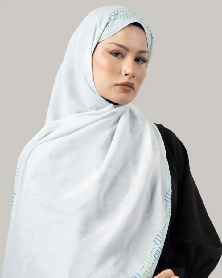 Carell Monogram Floş Şal Buz Mavisi