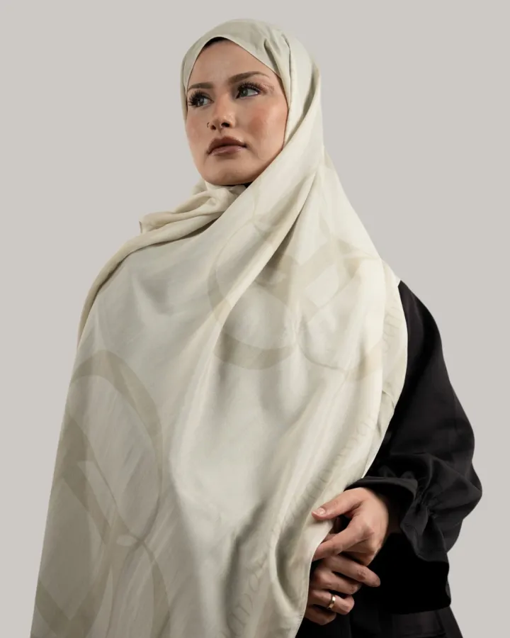 Carell Monogram Floş Şal Ekru