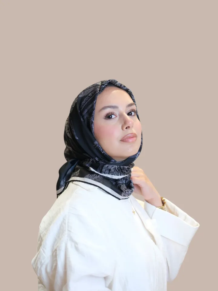 Shawl Secret Loi Silk Lacivert Beyaz
