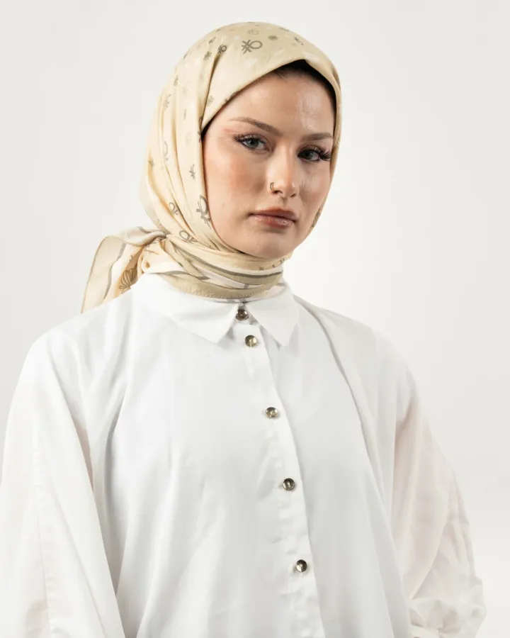 Benetton Siena Eşarp Krem-08