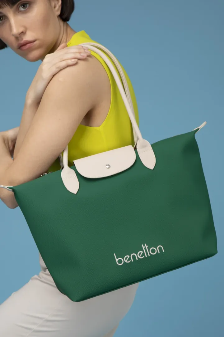 Benetton Kadın Kol Çantası Yeşil-Bej