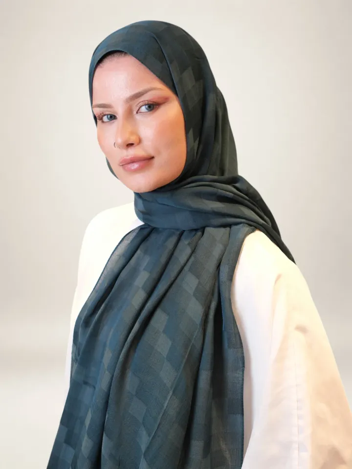 Fresh Scarfs Nori İpeksi Jakar Şal Petrol
