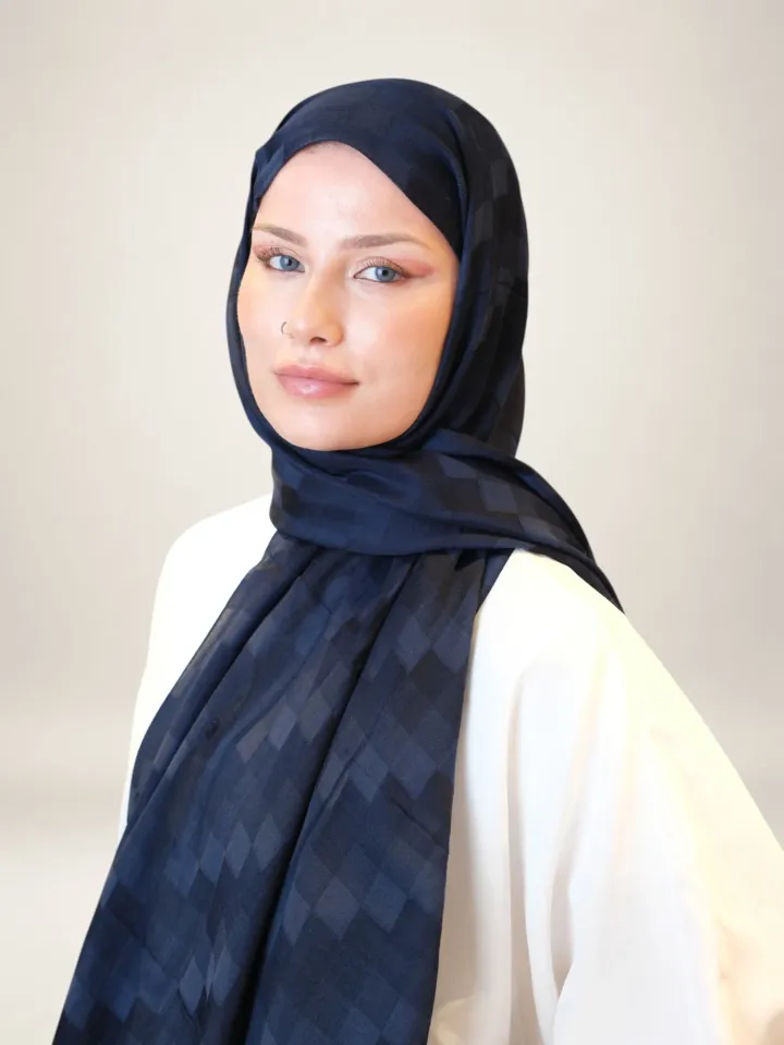 Fresh Scarfs Nori İpeksi Jakar Şal Lacivert