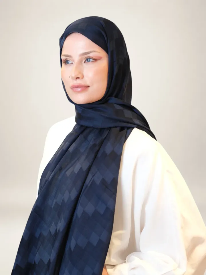 Fresh Scarfs Nori İpeksi Jakar Şal Lacivert