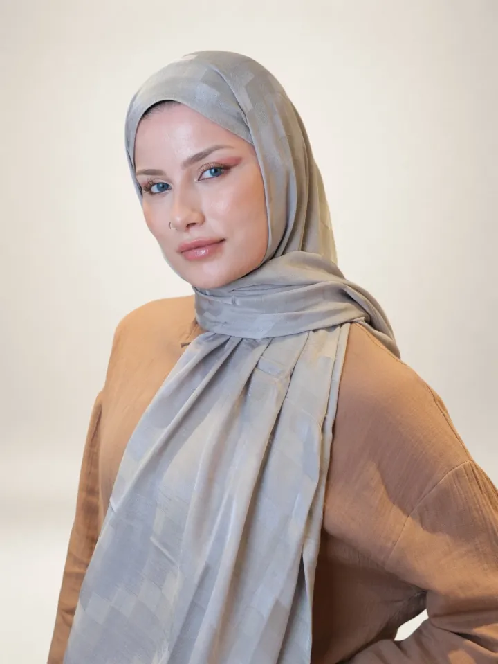 Fresh Scarfs Nori İpeksi Jakar Şal Açık Vizon
