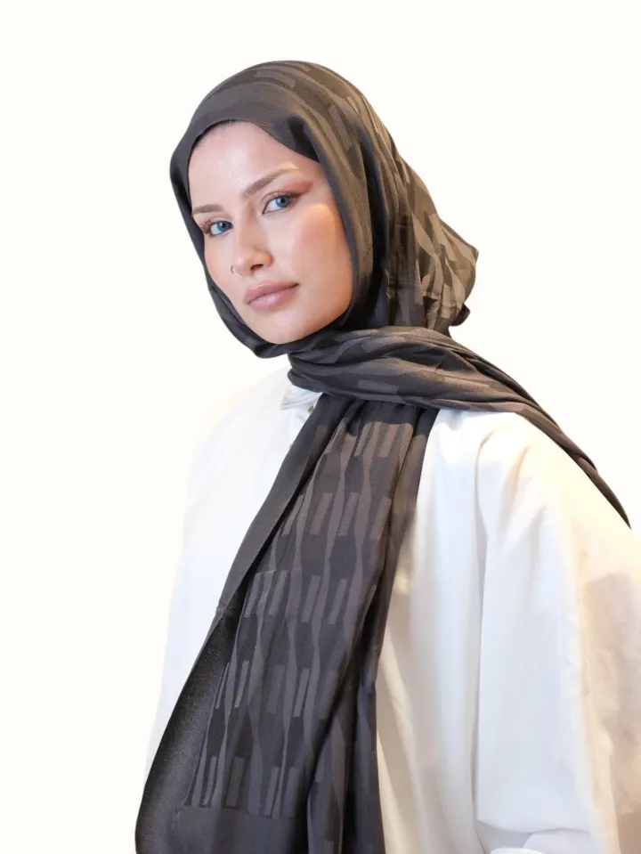 Fresh Scarfs Pamuk Floş Jakarlı Şal Tozlu Kahve