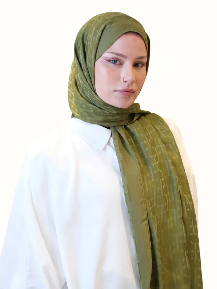 Fresh Scarfs Pamuk Floş Jakarlı Şal Çağla