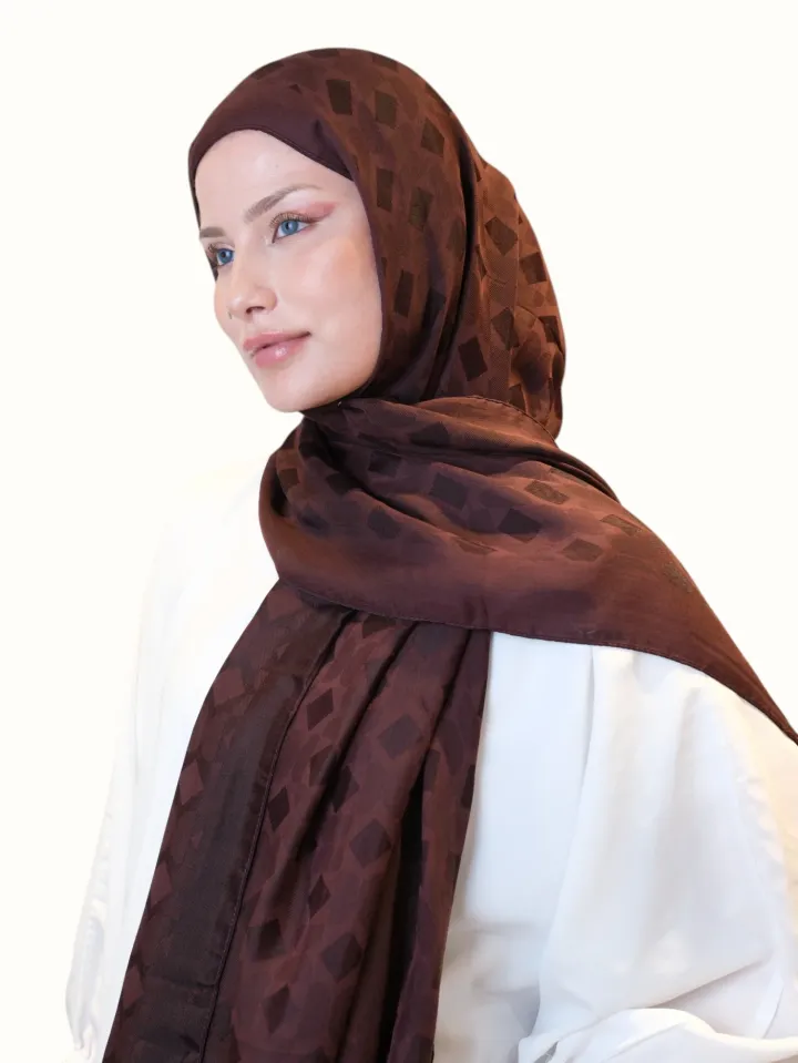Fresh Scarfs Pamuk Floş Jakarlı Şal Bordo
