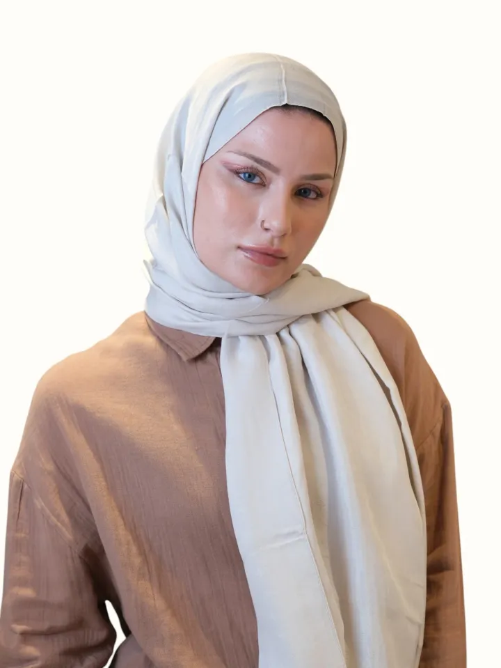 Fresh Scarfs Pamuk Floş Jakarlı Şal İnci Bej