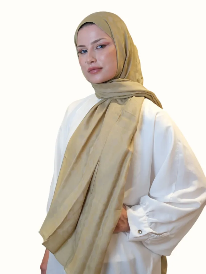 Fresh Scarfs Pamuk Floş Jakarlı Şal Kum