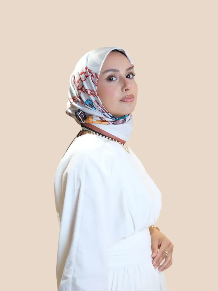 İthal İpek Twill Eşarp Çiçek Gold