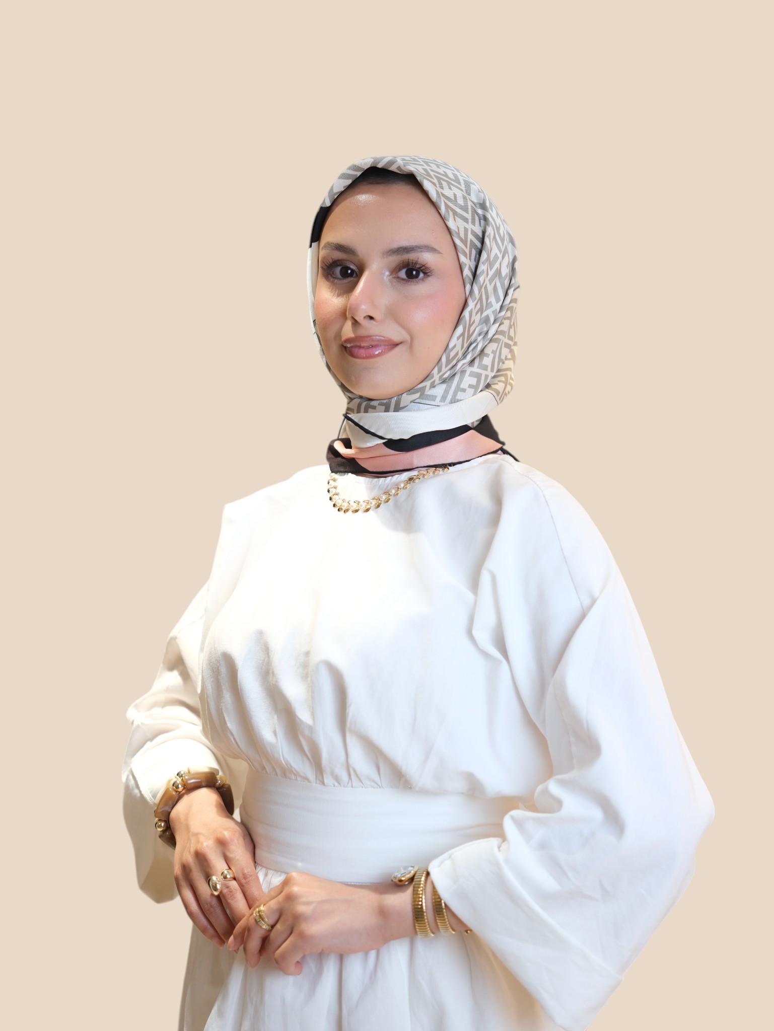 İthal Twill Eşarp Krem - Görsel 5