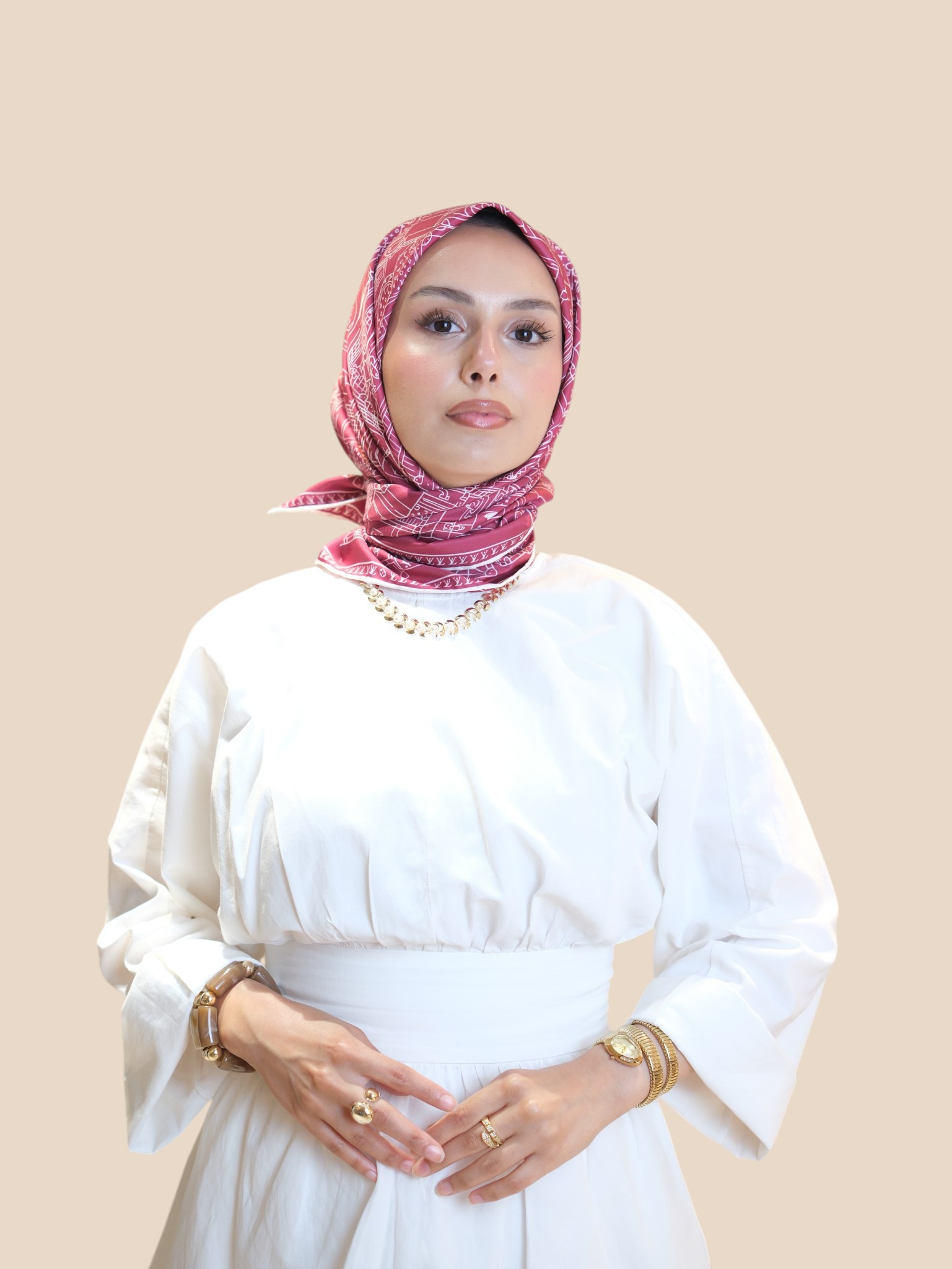 İthal İpek Twill Eşarp Kiraz - Görsel 4