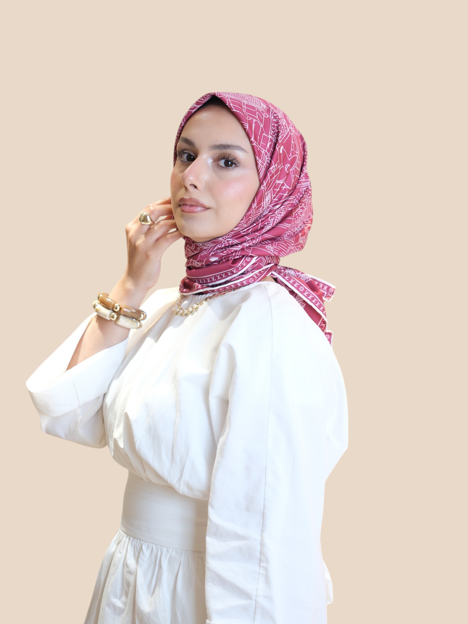İthal İpek Twill Eşarp Kiraz