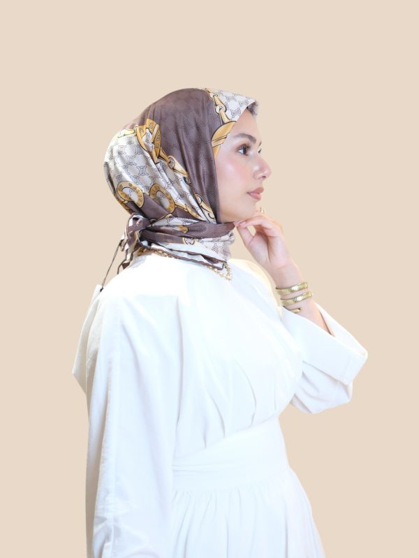 İthal İpek Twill Eşarp Kahve Krem