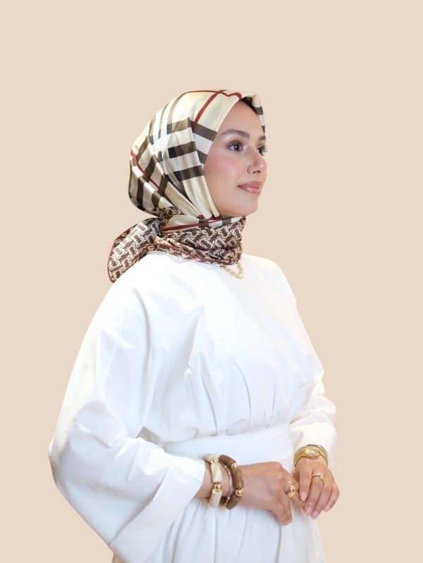 İthal İpek Twill Eşarp Kahve Bordo