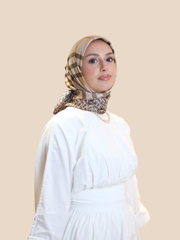 İthal İpek Twill Eşarp Bej Br