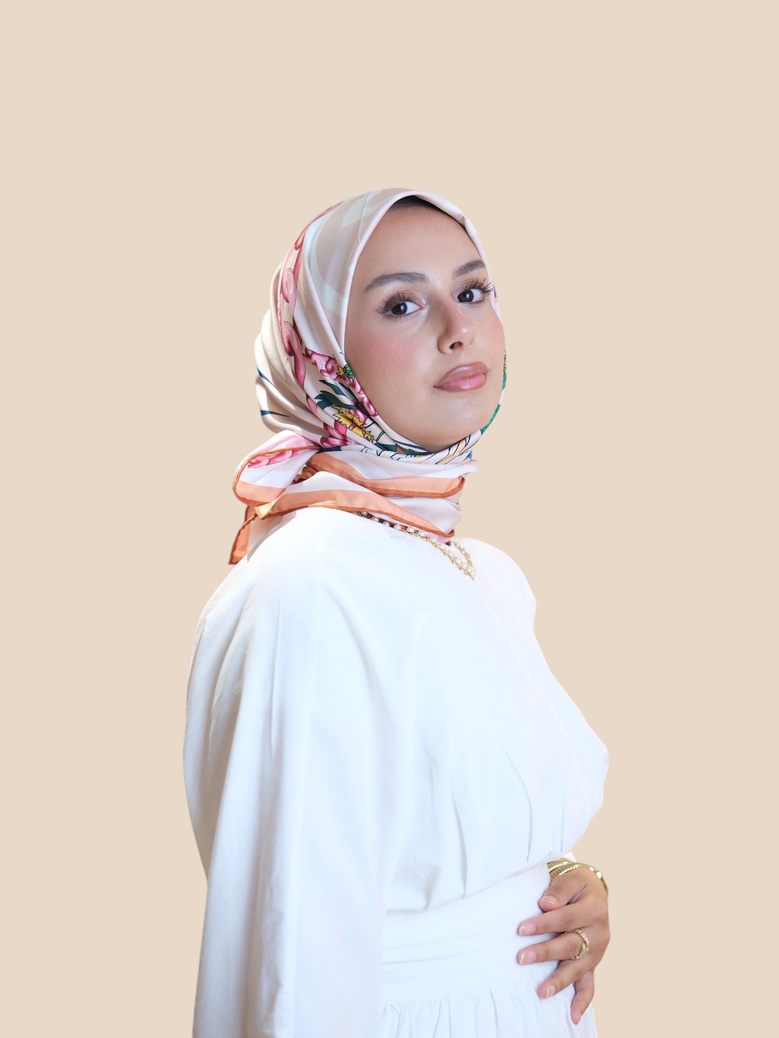 İthal İpek Twill Eşarp Zincir - Görsel 3