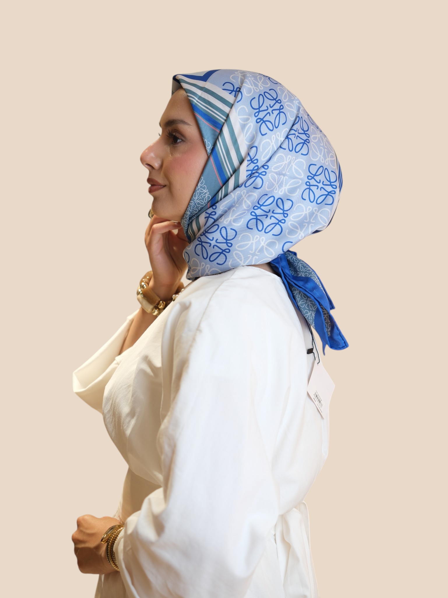 İthal İpek Twill Eşarp Lw Mavi - Görsel 4