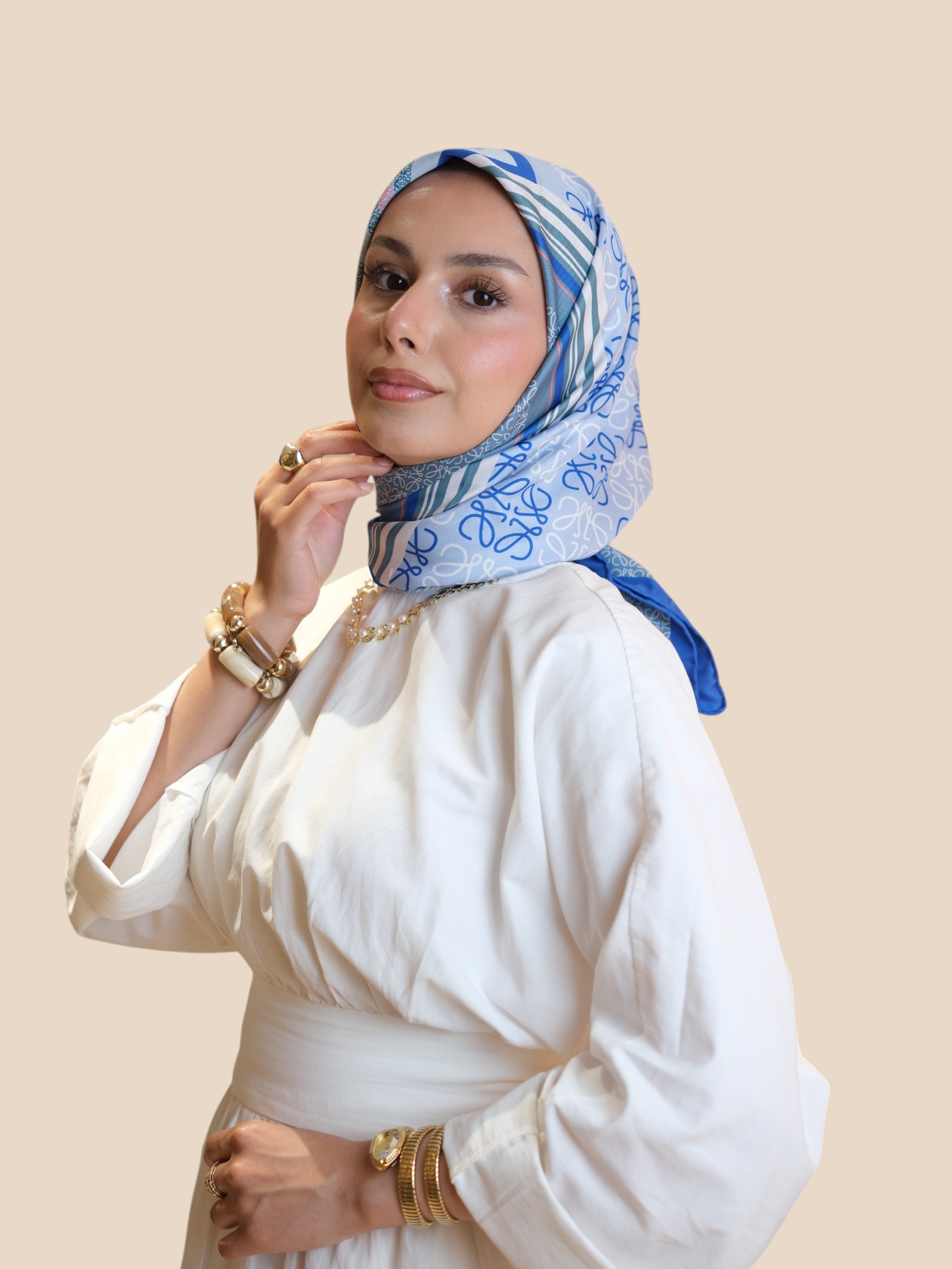 İthal İpek Twill Eşarp Lw Mavi - Görsel 5