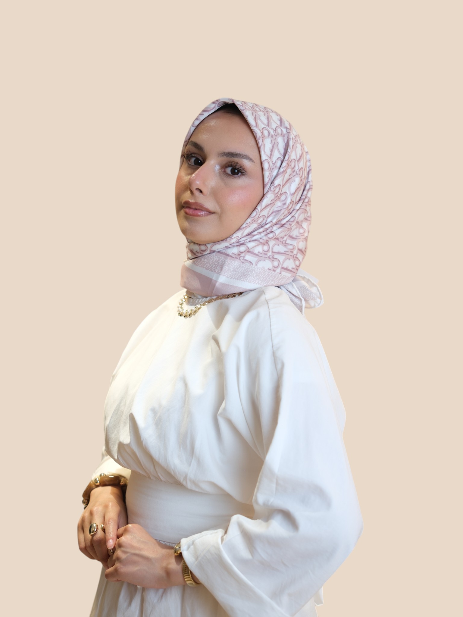 İthal İpek Twill Eşarp Pink - Görsel 4