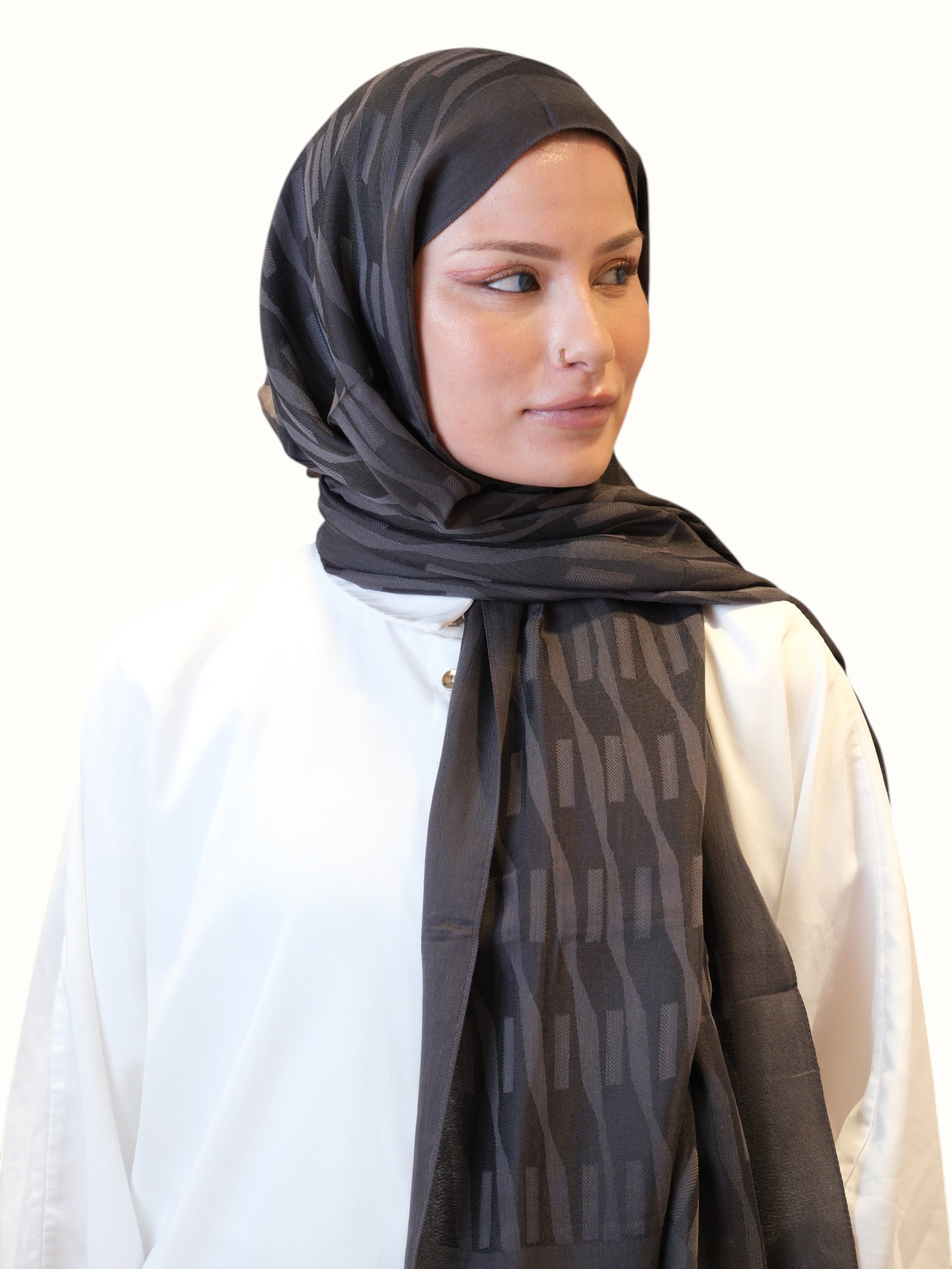Fresh Scarfs Pamuk Floş Jakarlı Şal Tozlu Kahve - Görsel 2