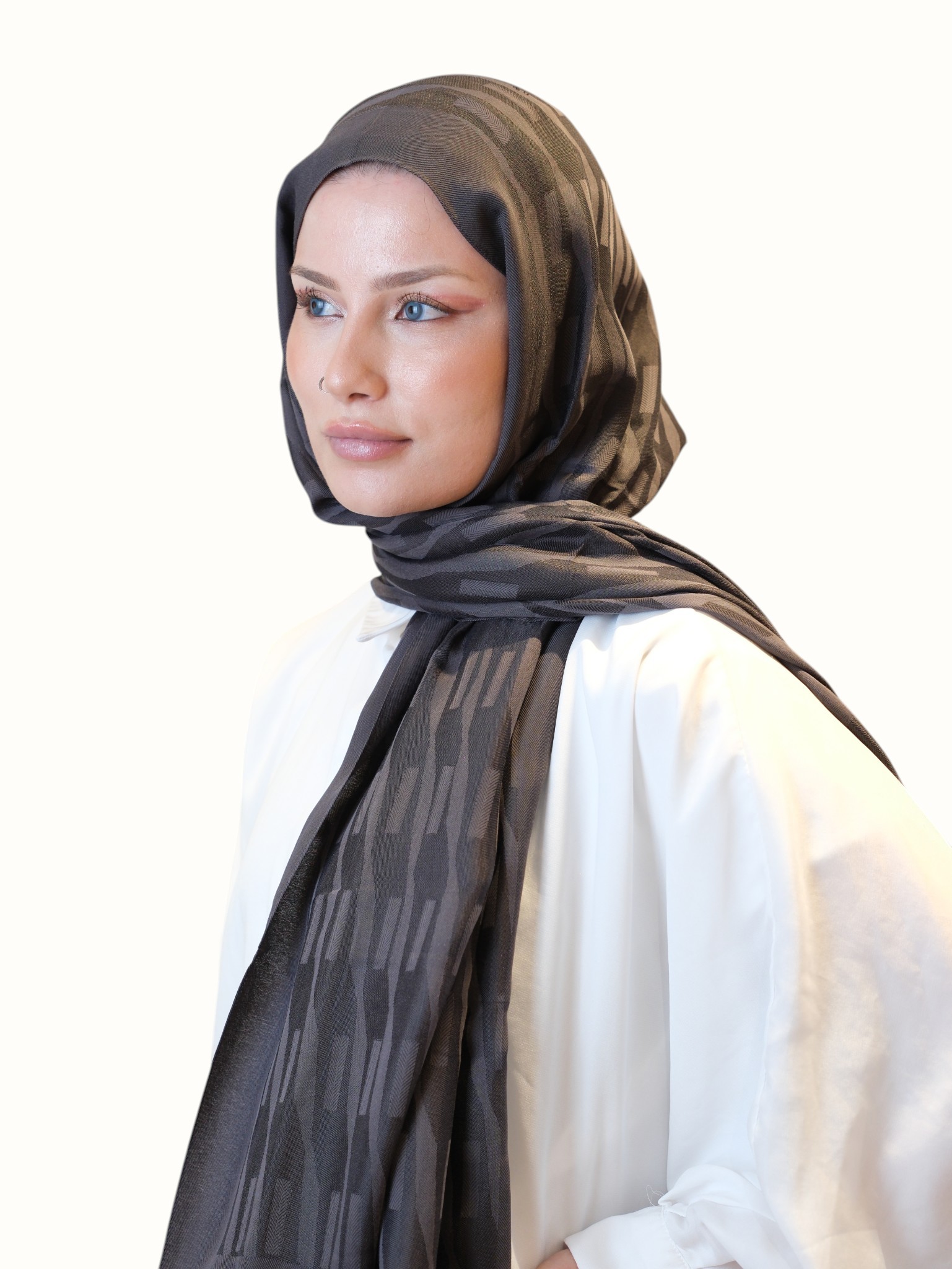 Fresh Scarfs Pamuk Floş Jakarlı Şal Tozlu Kahve - Görsel 3