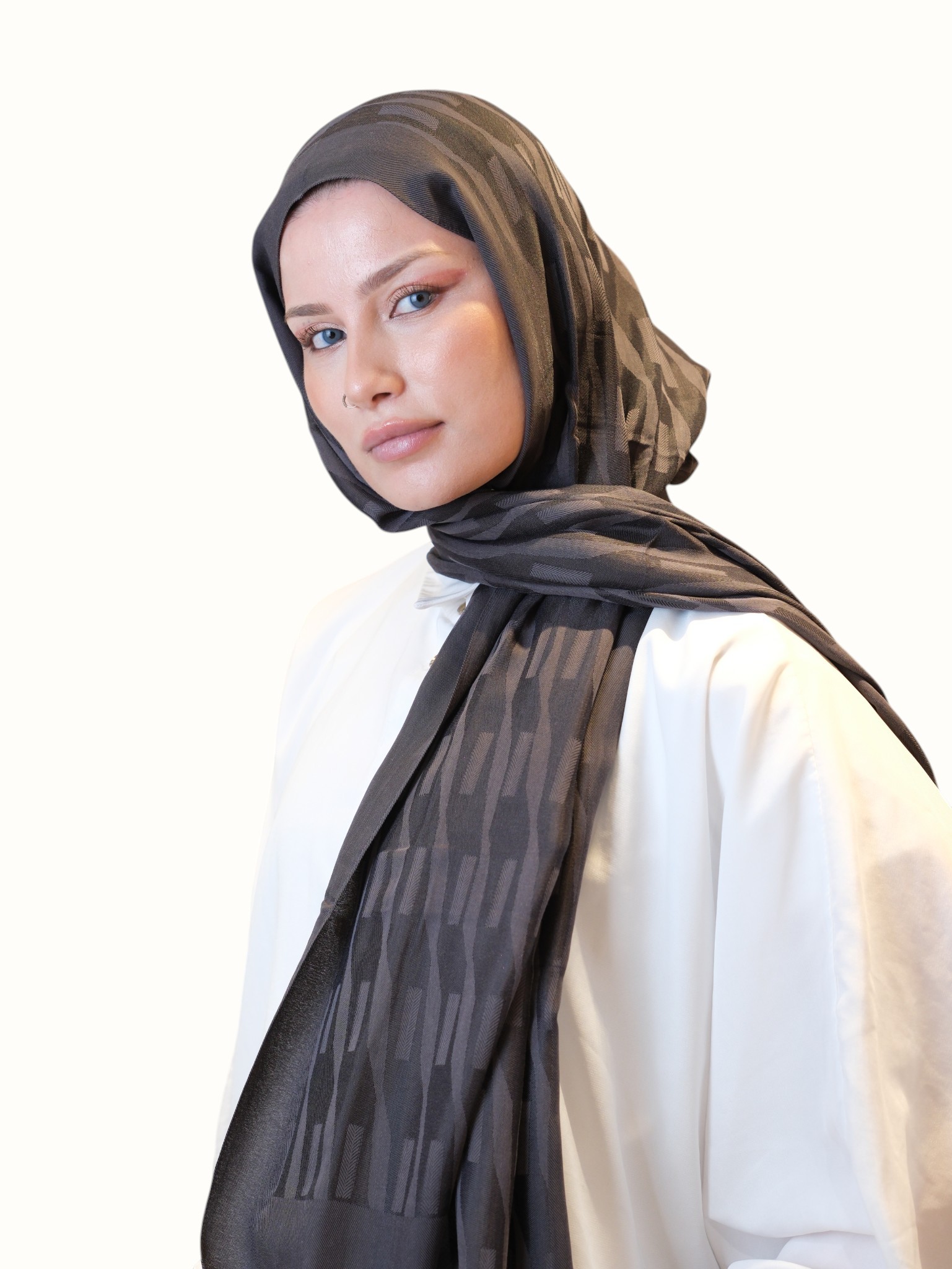 Fresh Scarfs Pamuk Floş Jakarlı Şal Tozlu Kahve