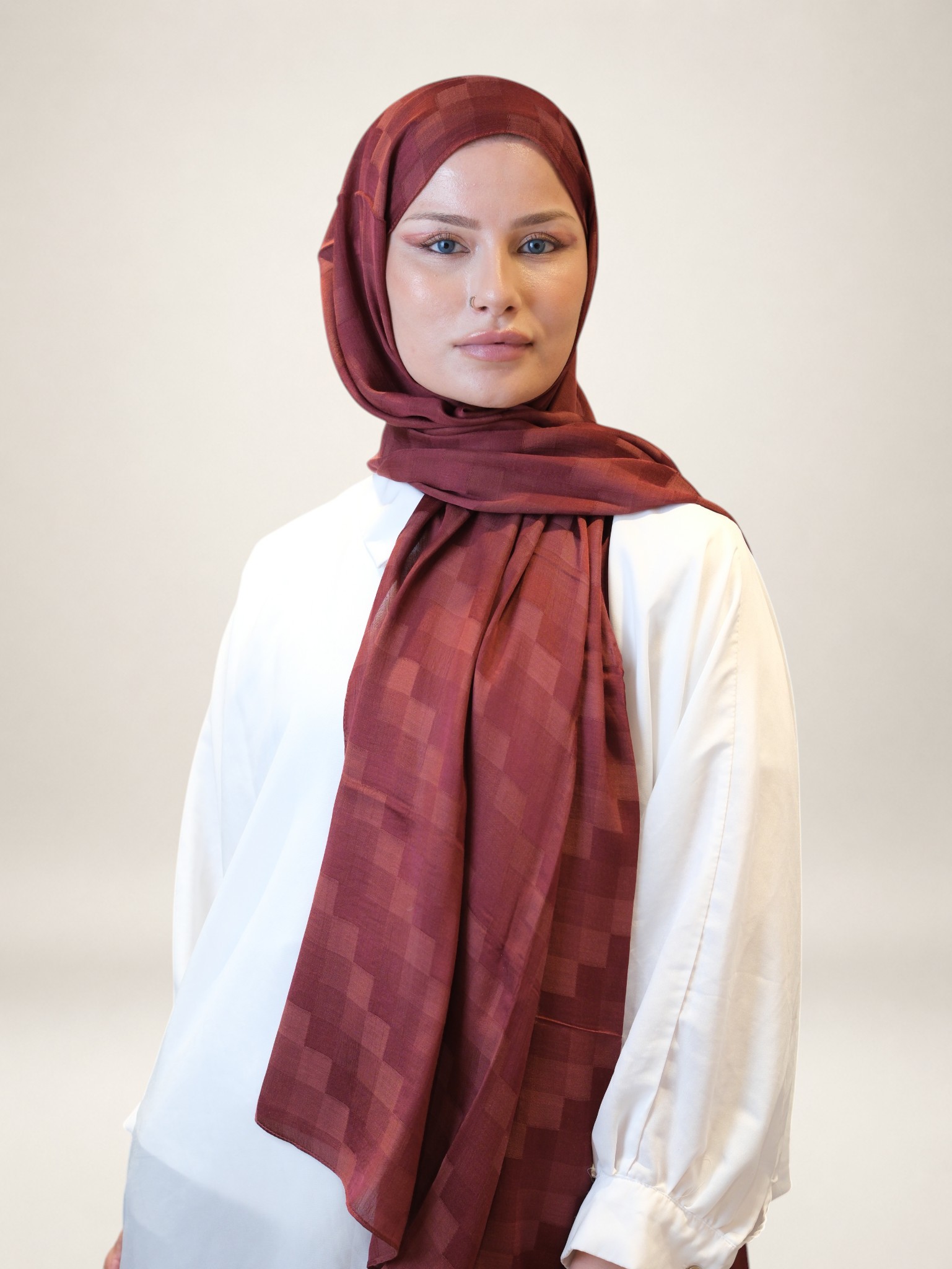 Fresh Scarfs Nori İpeksi Jakar Şal Kiraz