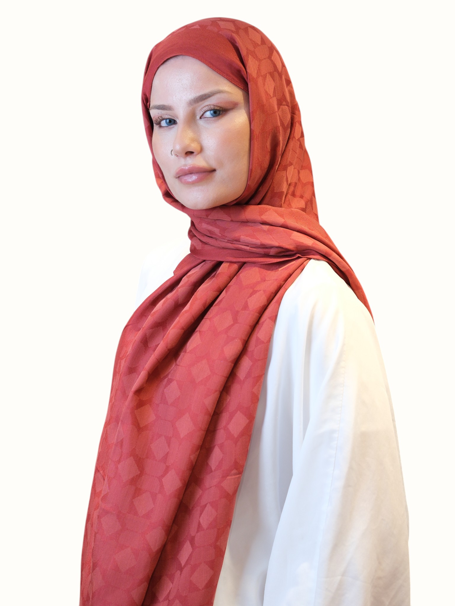 Fresh Scarfs Pamuk Floş Jakarlı Şal Nar