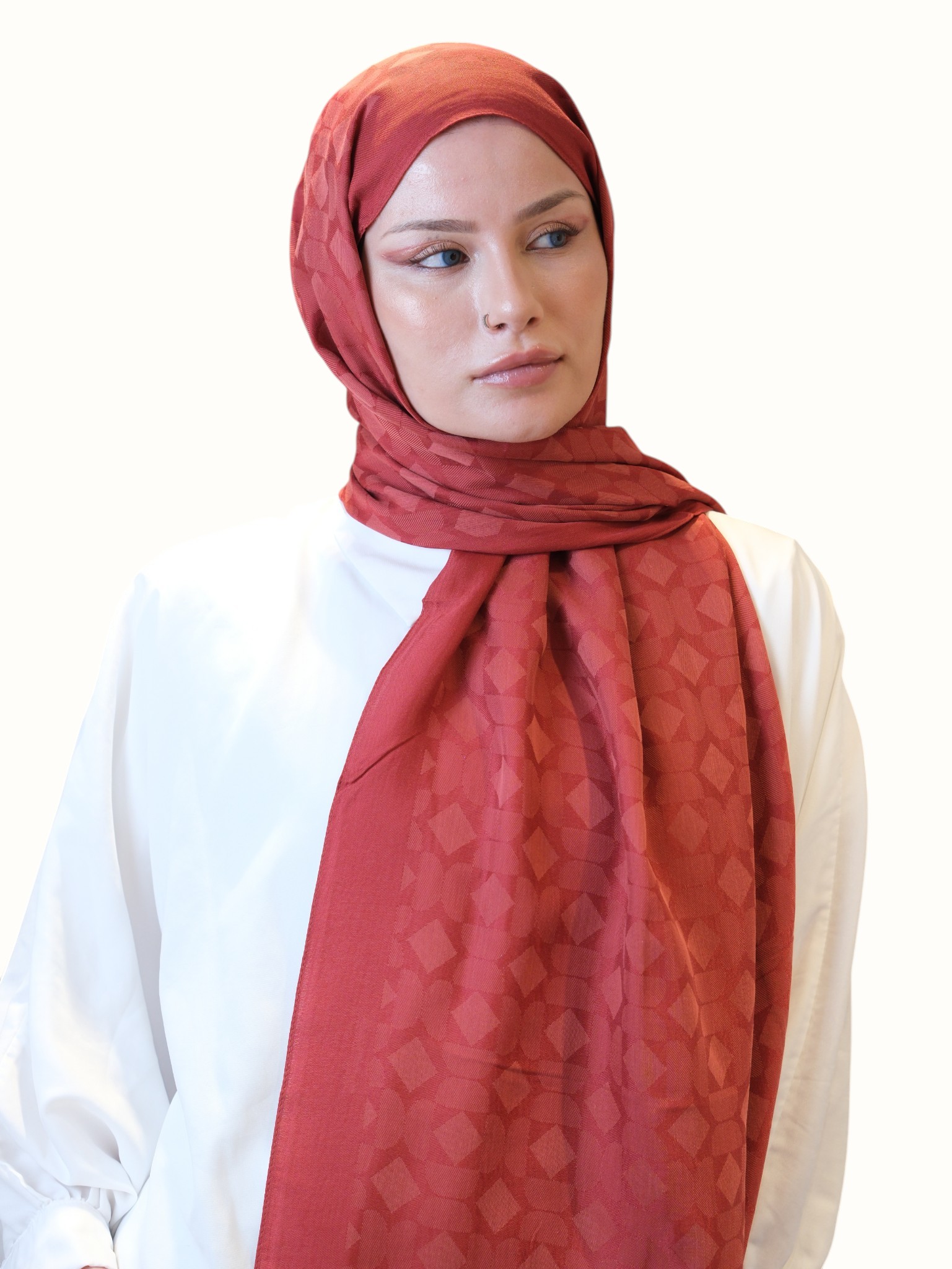 Fresh Scarfs Pamuk Floş Jakarlı Şal Nar - Görsel 4