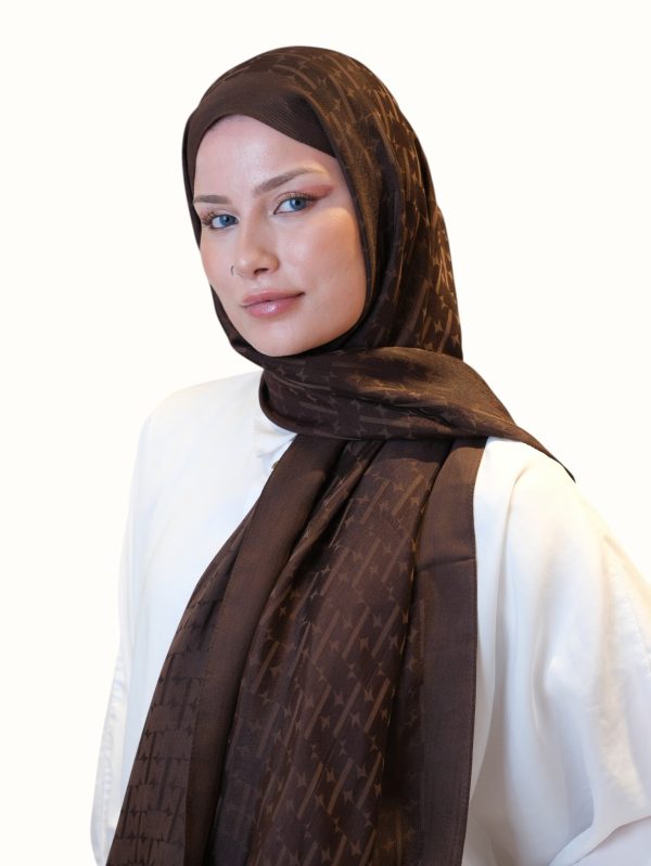Fresh Scarfs Pamuk Floş Jakarlı Şal Acı Kahve