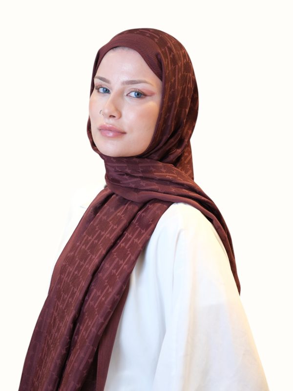 Fresh Scarfs Pamuk Floş Jakarlı Şal Bordo-01