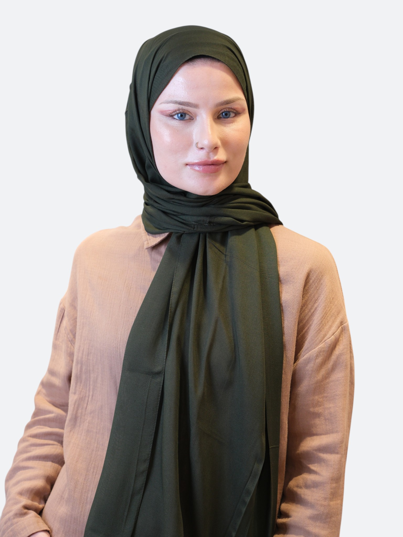 Fresh Scarfs Rami Viskon Şal Koyu Haki - Görsel 2