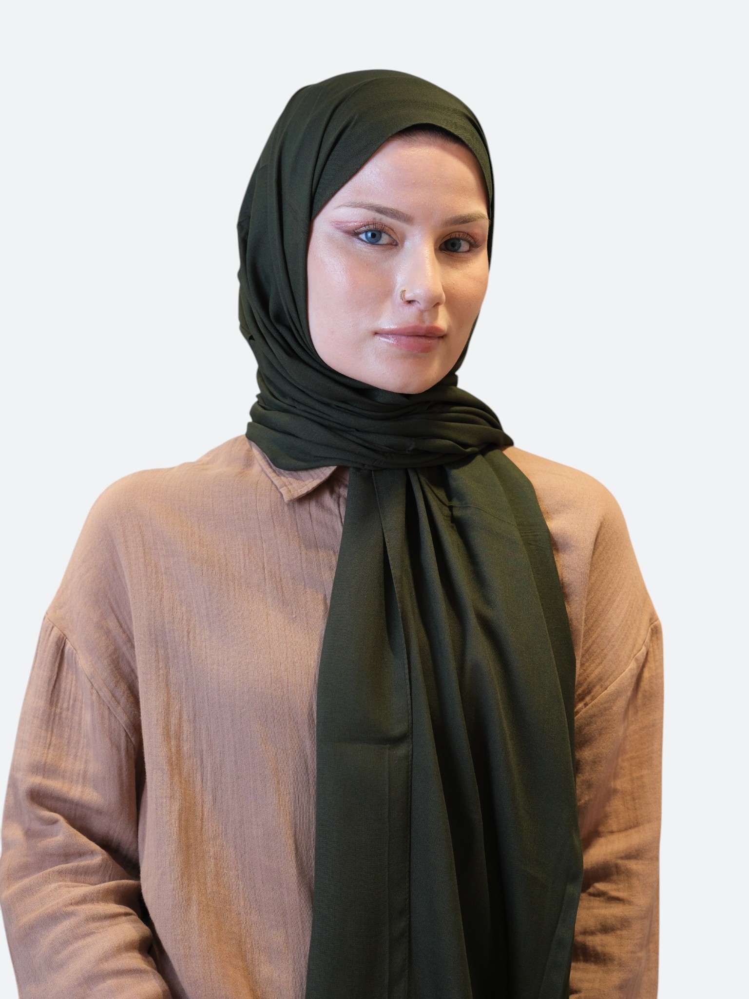 Fresh Scarfs Rami Viskon Şal Koyu Haki - Görsel 5