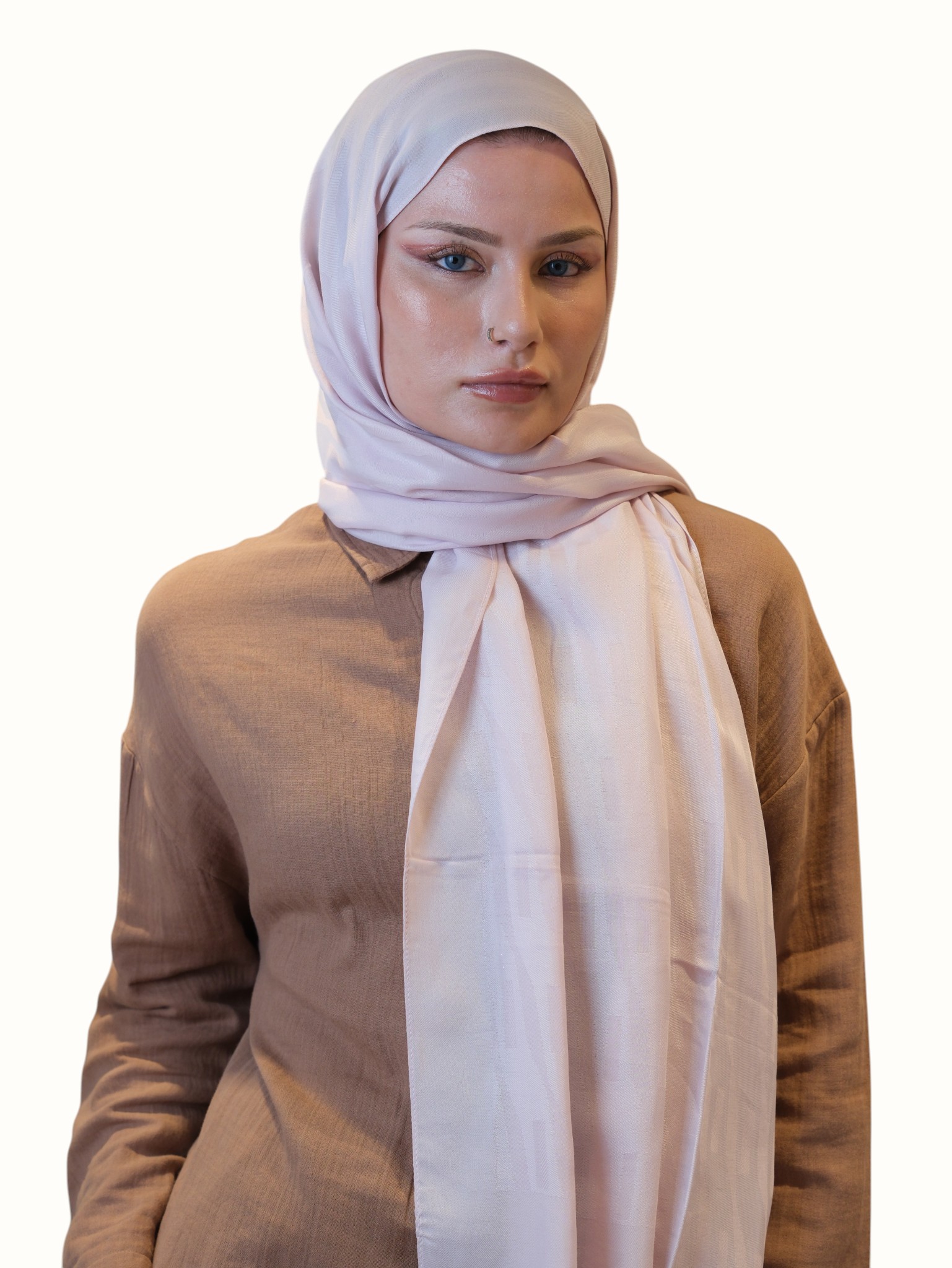 Fresh Scarfs Pamuk Floş Jakarlı Şal Pudra