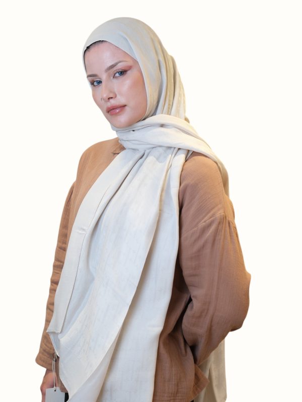 Fresh Scarfs Pamuk Floş Jakarlı Şal İnci Bej