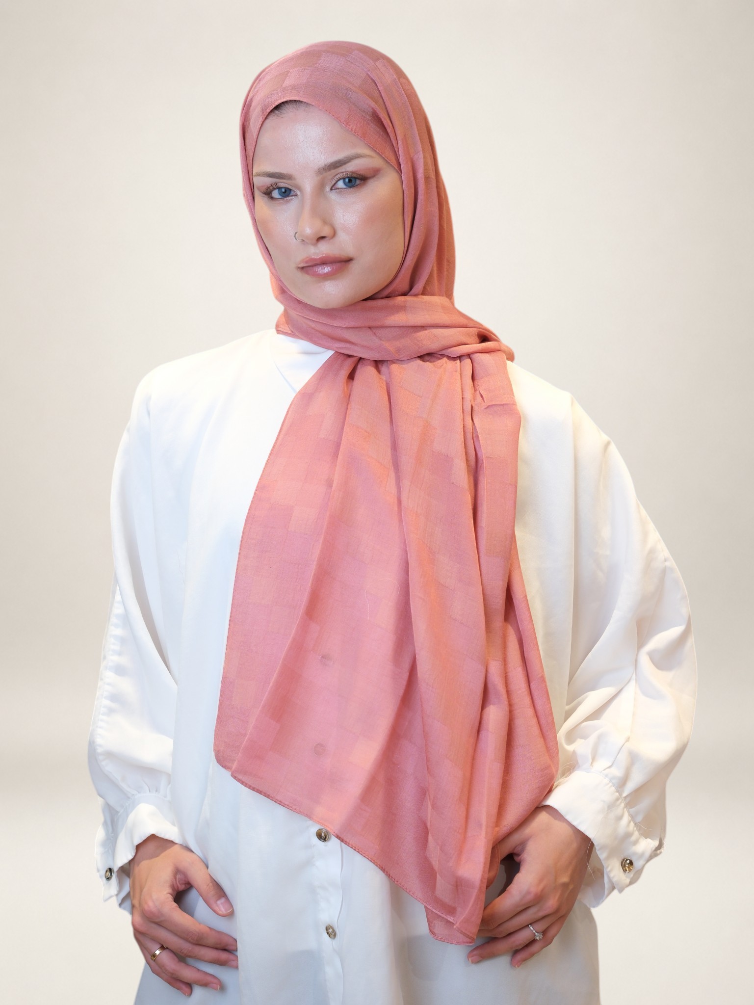 Fresh Scarfs Nori İpeksi Jakar Şal Nar Çiçeği
