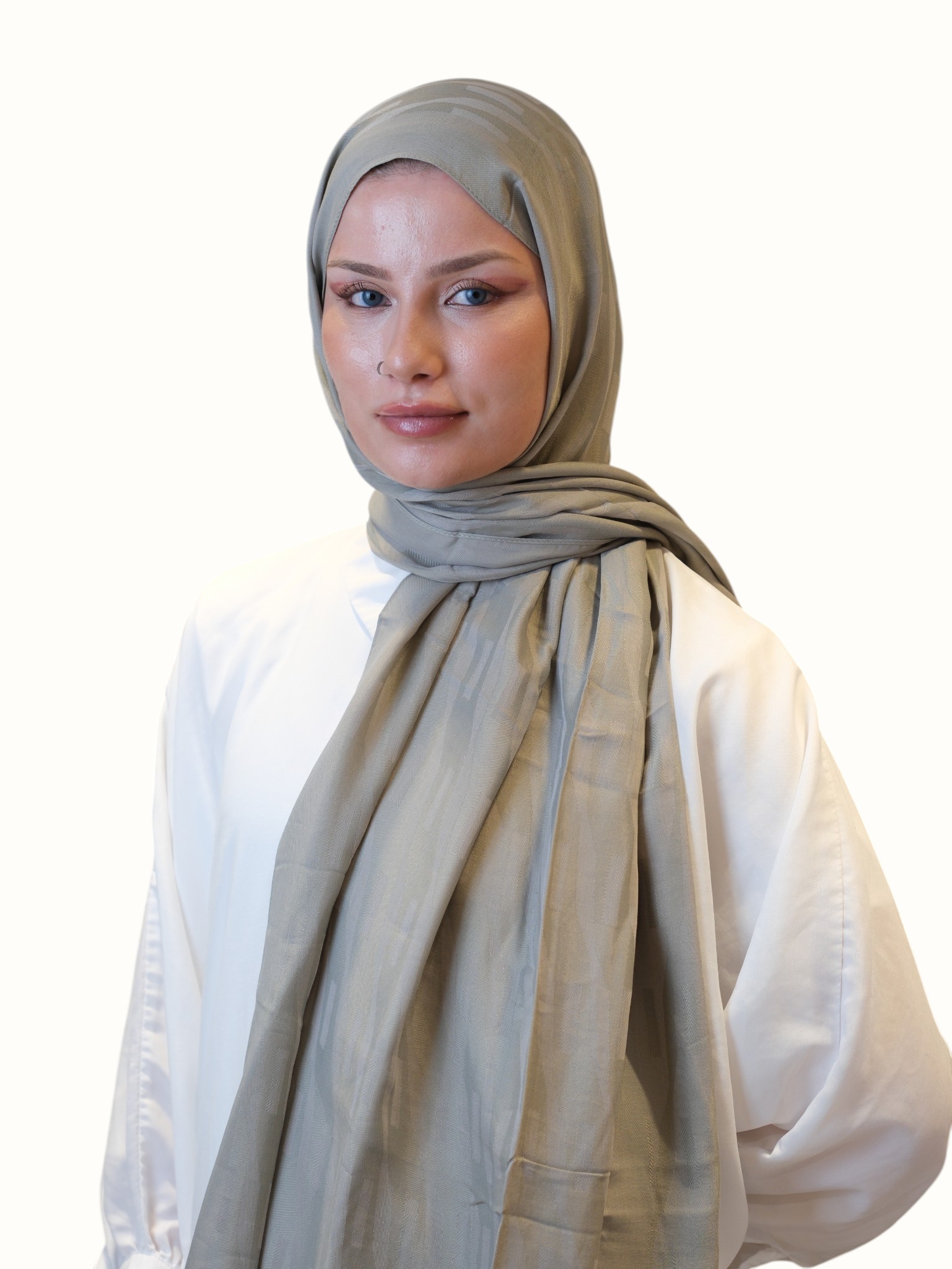 Fresh Scarfs Pamuk Floş Jakarlı Şal Açık Vizon - Görsel 2
