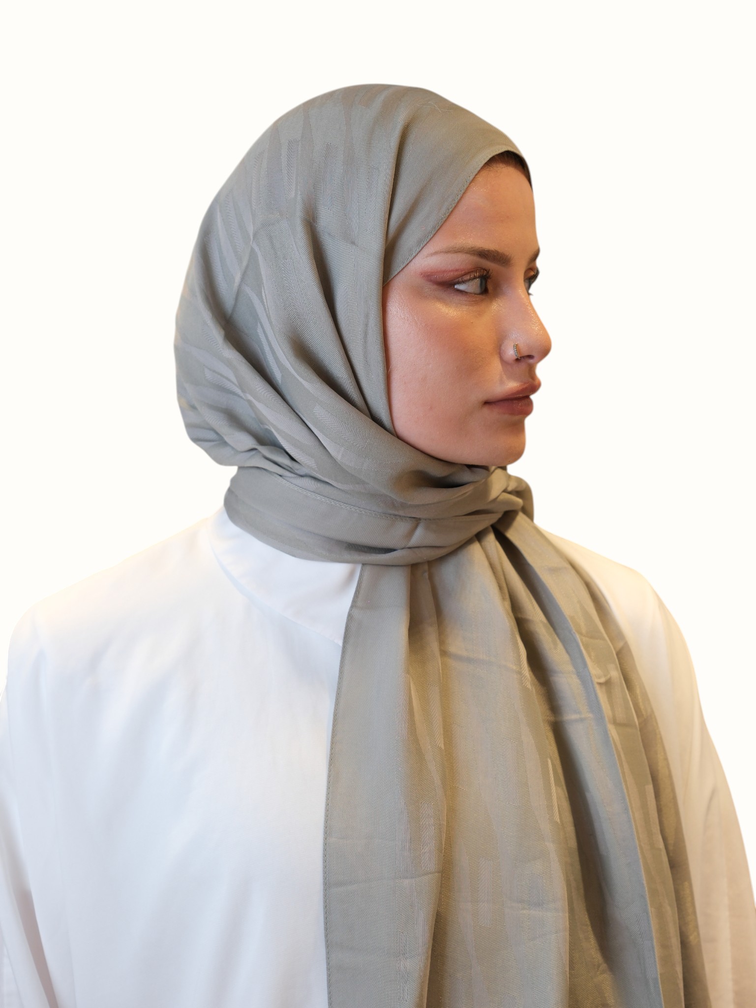Fresh Scarfs Pamuk Floş Jakarlı Şal Açık Vizon - Görsel 3