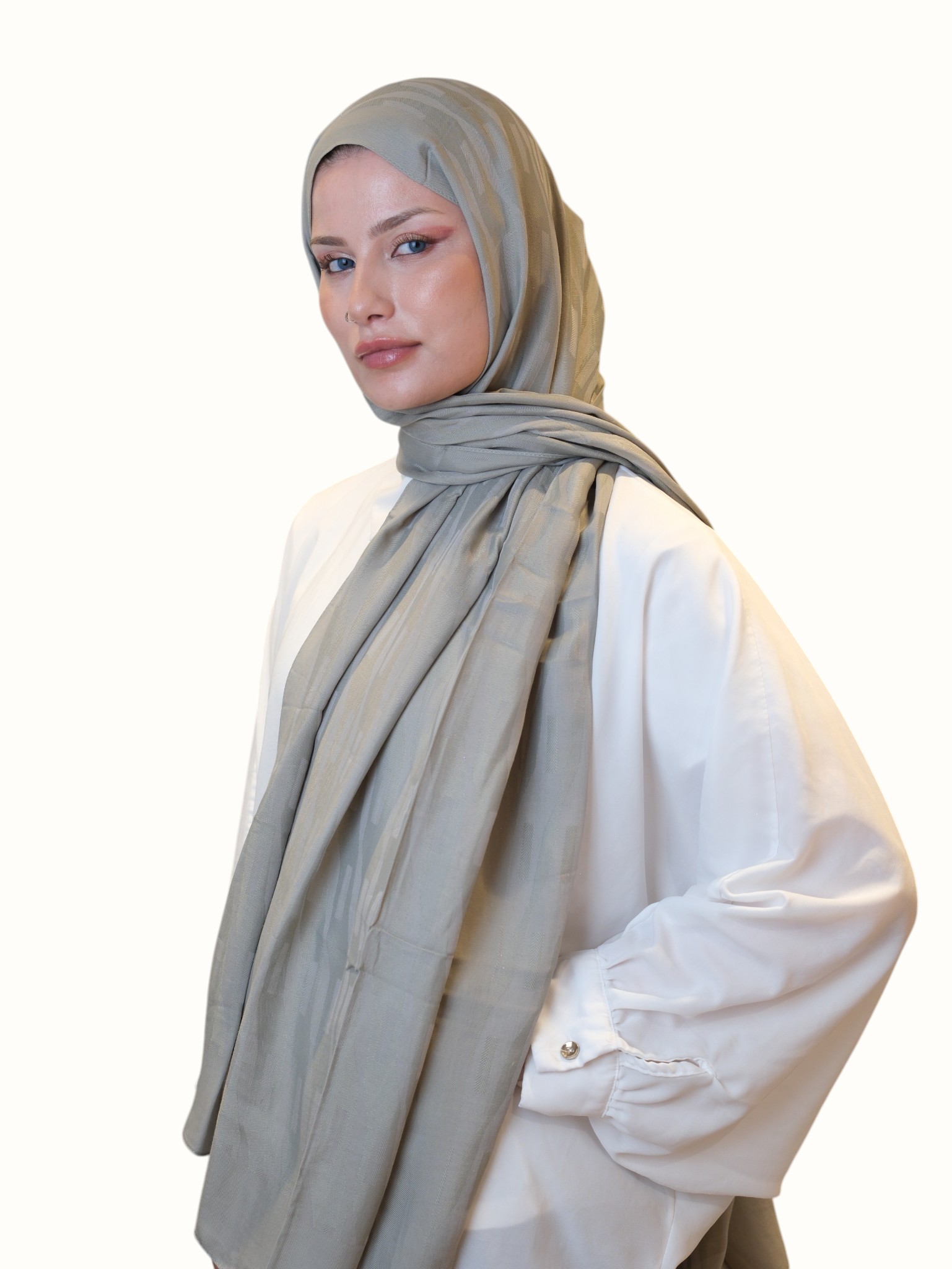 Fresh Scarfs Pamuk Floş Jakarlı Şal Açık Vizon