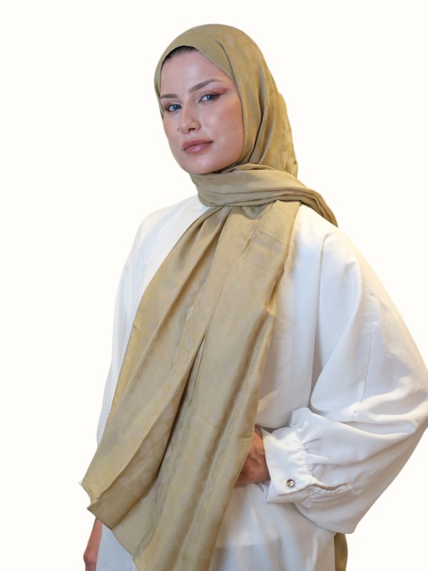 Fresh Scarfs Pamuk Floş Jakarlı Şal Kum