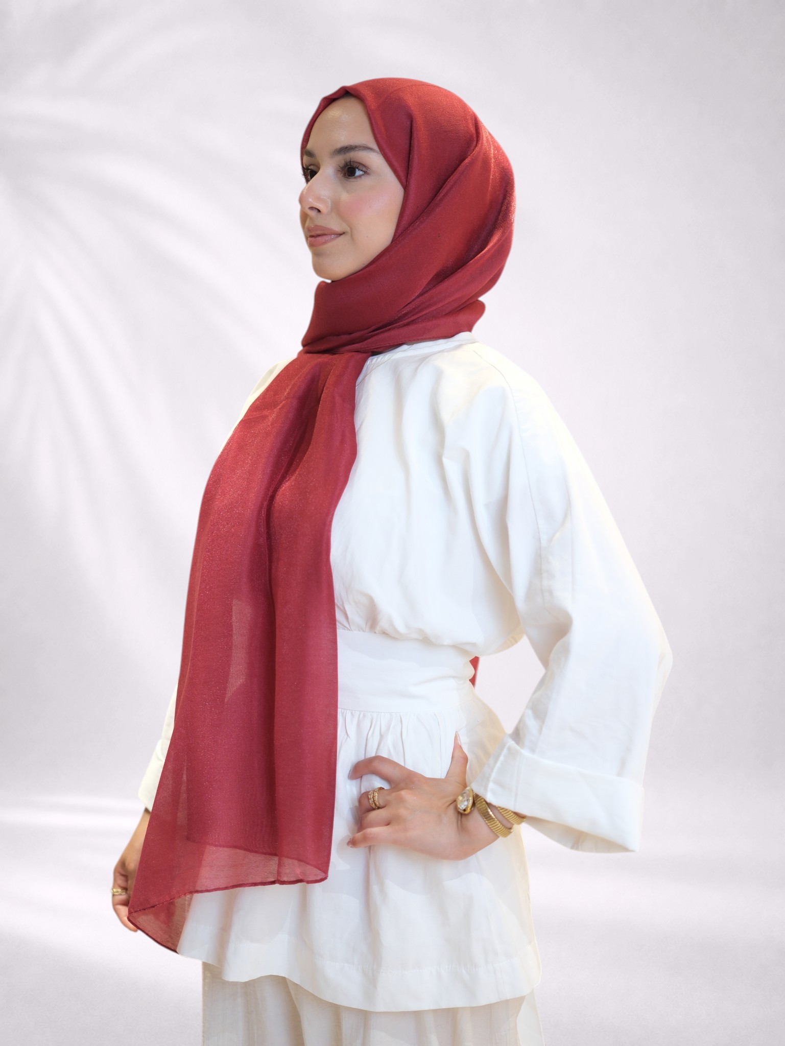La Boutique Abiye Şal Bordo - Görsel 4