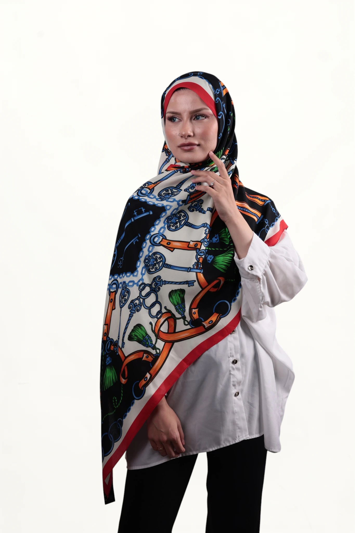 Sisley Elisa Şal Kırmızı - Görsel 7